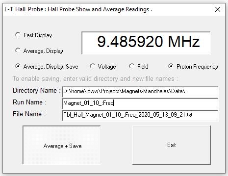 Lab-Tools Hall Probe Magnetic Field Sensor  GUI - Frequency